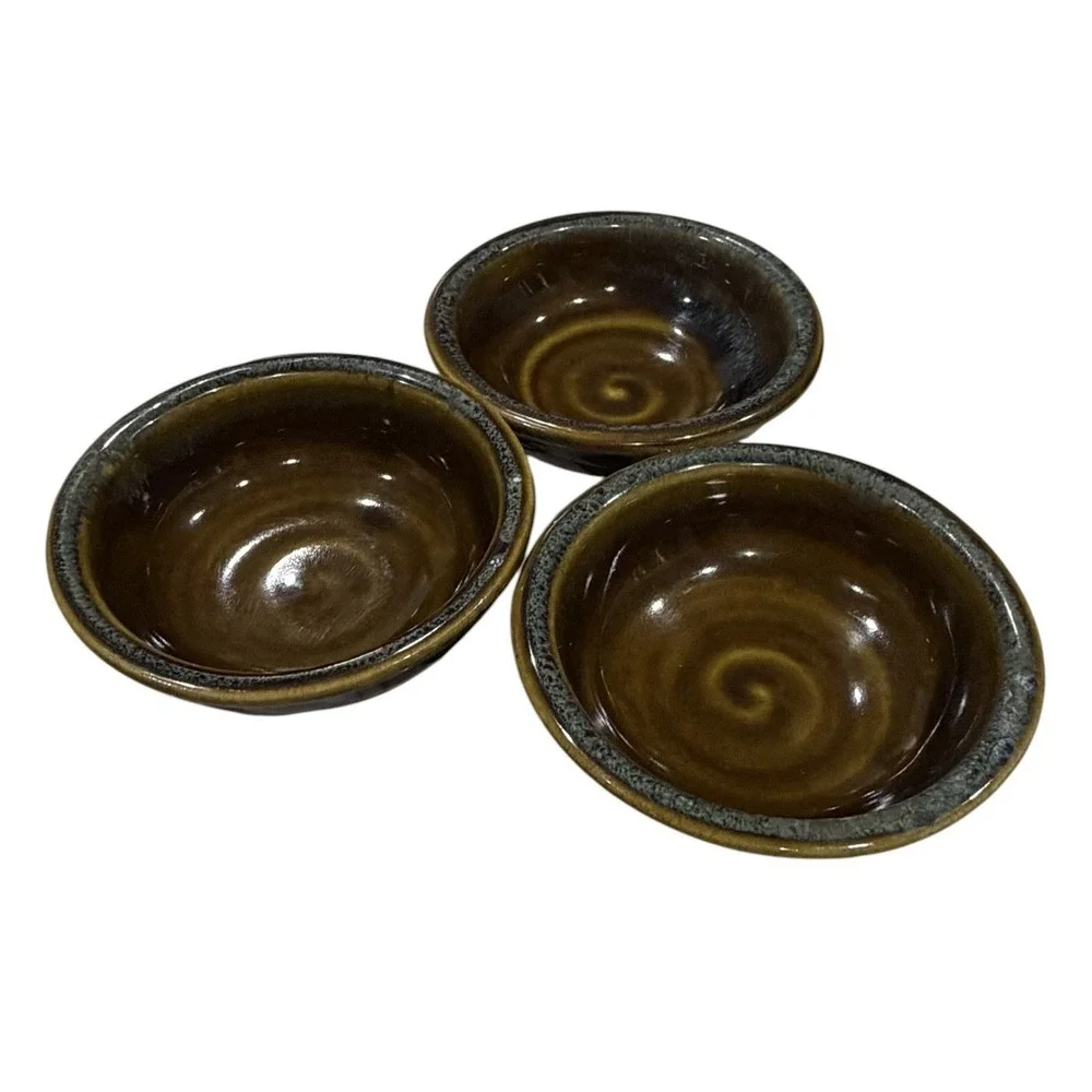 Neher Clay Pottery Set Of 3 Small Glazed Bowls 4